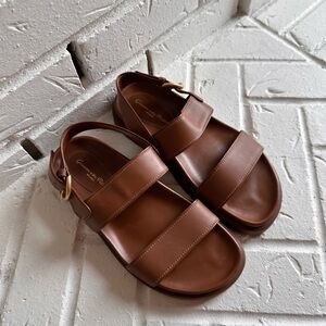 Gianvito Rossi Bilbao Brown Leather Sandals with Buckle